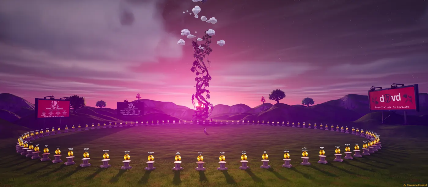 The Mic Drop listening circle at twilight