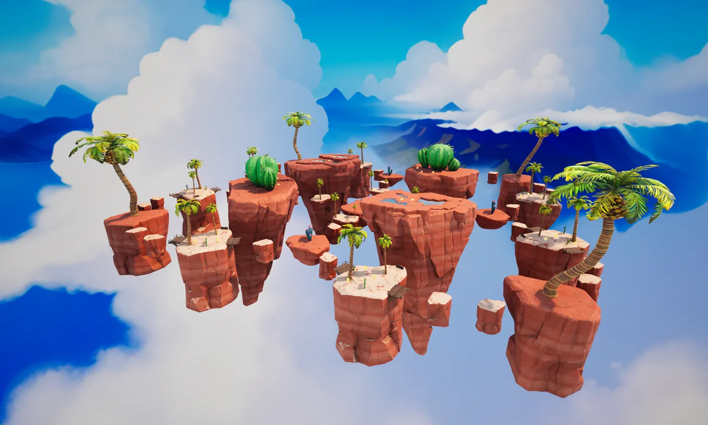 Floating canyon islands in Tub Wars